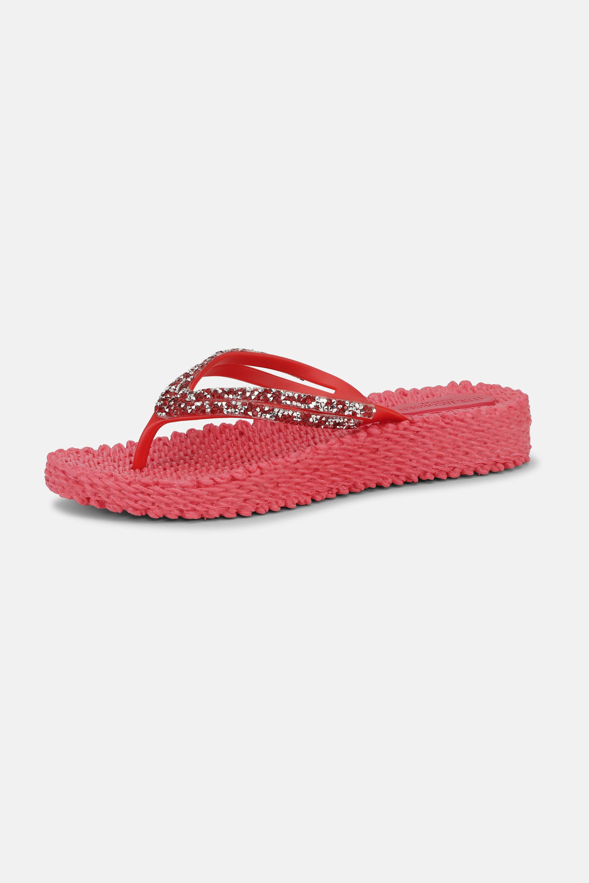 Platform Flip-flops Glitter Stones - Raspberry